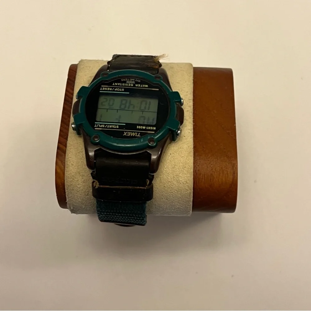 VINTAGE TIMEX‎ EXPEDITION INDIGLO ACTION ALARM CHRONOGRAPH GREEN/BROWN WATCH